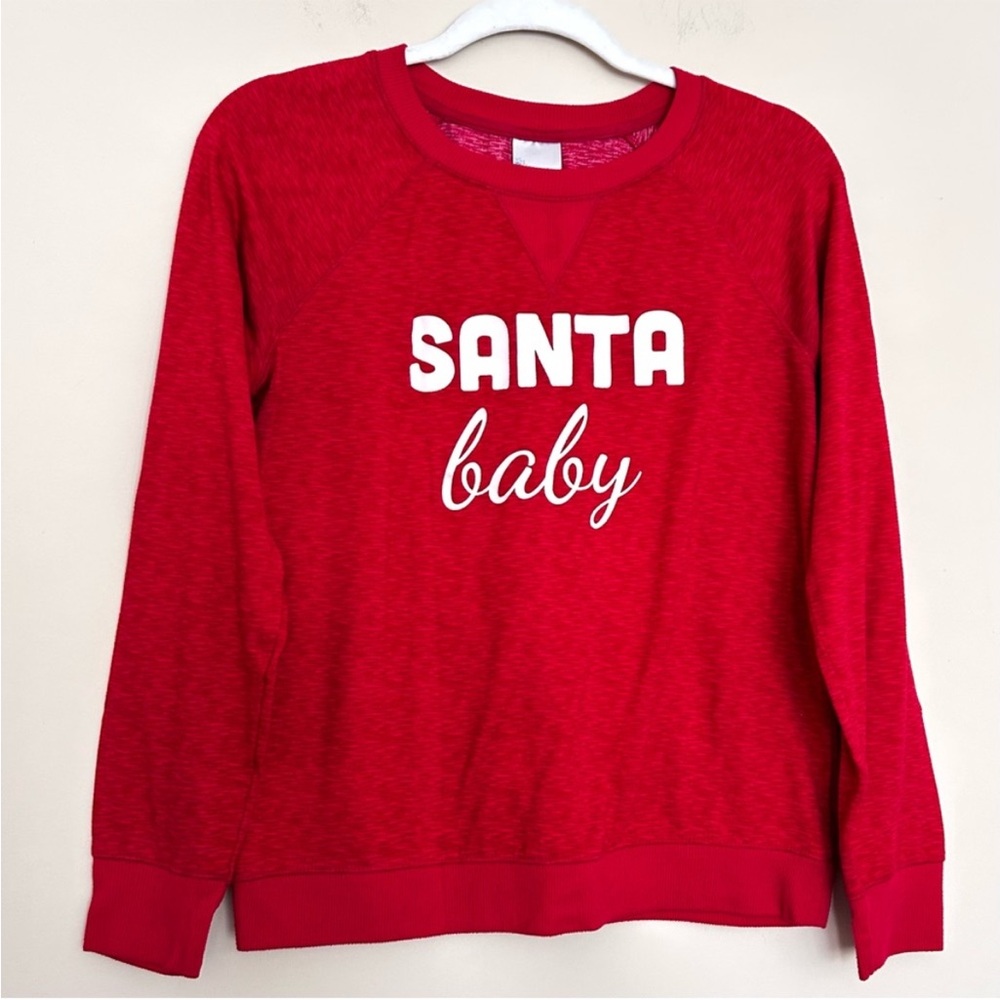 Red ‘Santa Baby' Women's Pajama Top with Matching Eye Cover